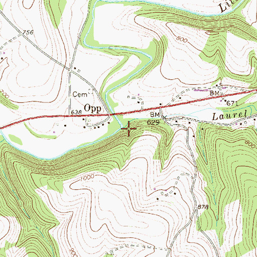 Topographic Map of Laurel Run, PA