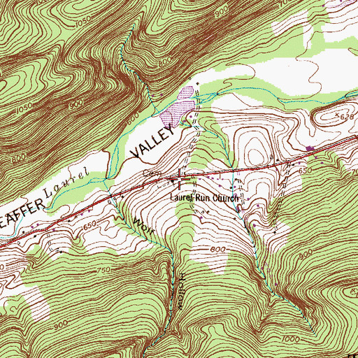 Topographic Map of Laurel Run Church, PA