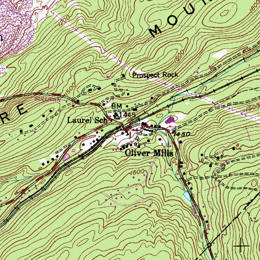 Topographic Map of Laurel School, PA