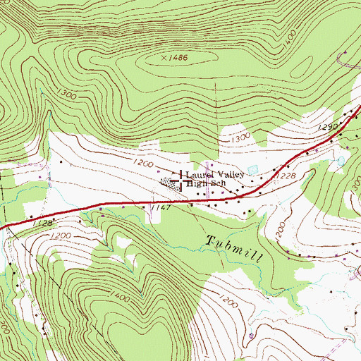 Topographic Map of Laurel Valley High School, PA