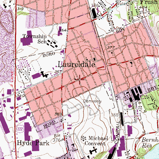 Topographic Map of Laureldale, PA