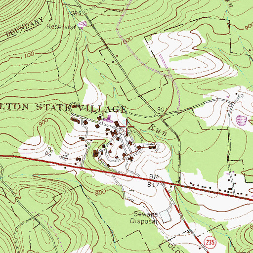 Topographic Map of Laurelton State Village, PA