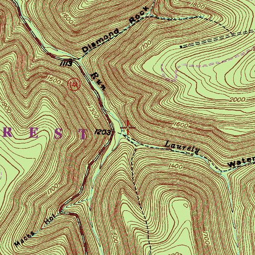 Topographic Map of Laurely Fork, PA