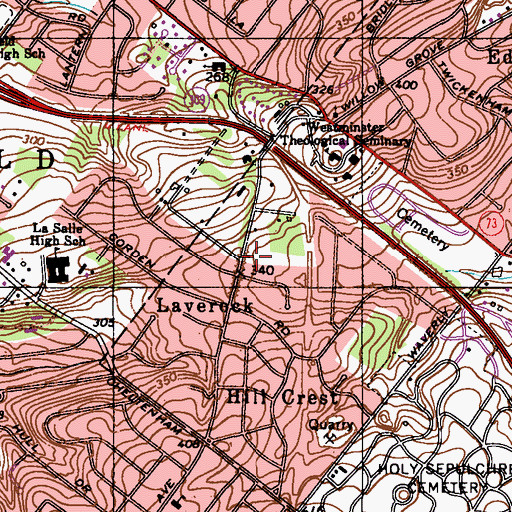 Topographic Map of Laverock, PA