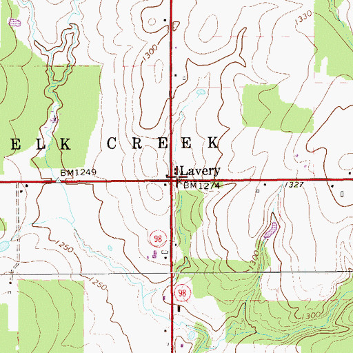 Topographic Map of Lavery, PA