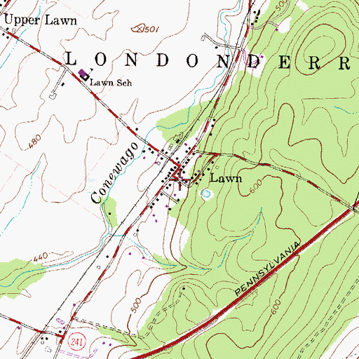 Topographic Map of Lawn, PA