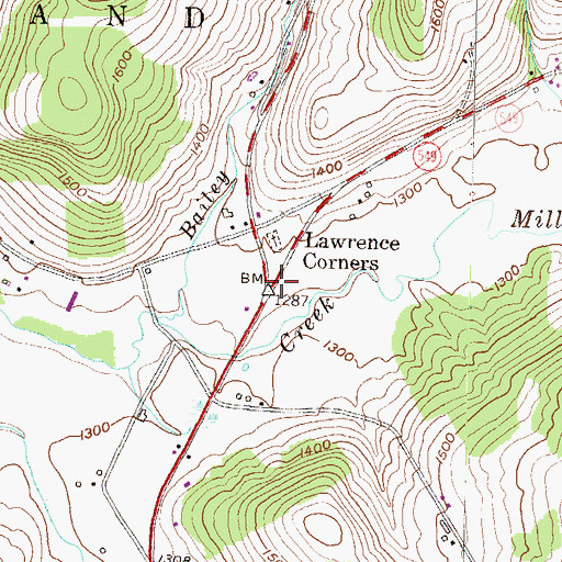 Topographic Map of Lawrence Corners, PA