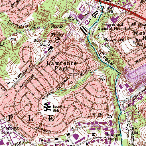 Topographic Map of Lawrence Park, PA