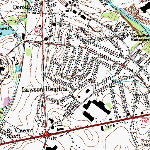 Topographic Map of Lawson Heights, PA