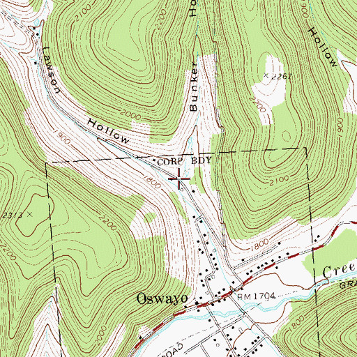 Topographic Map of Lawson Hollow, PA