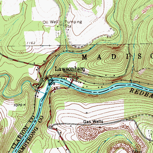 Topographic Map of Lawsonham, PA