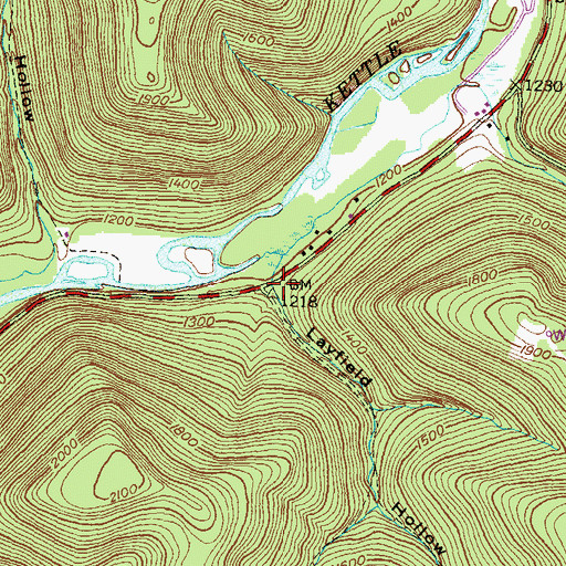 Topographic Map of Layfield Hollow, PA