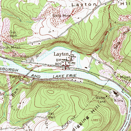 Topographic Map of Layton, PA