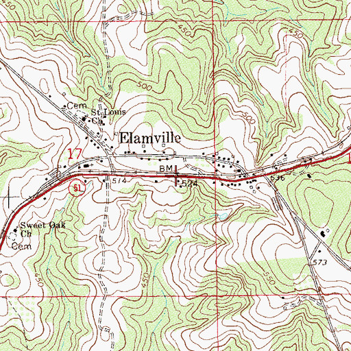 Topographic Map of Elamville, AL