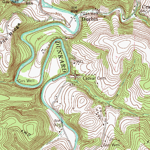Topographic Map of Lazear Cemetery, PA