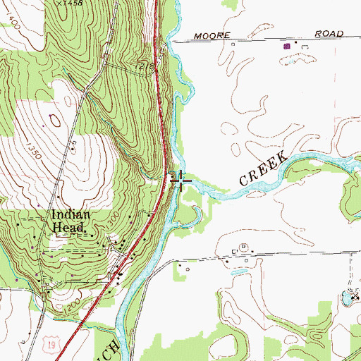 Topographic Map of LeBoeuf Creek, PA