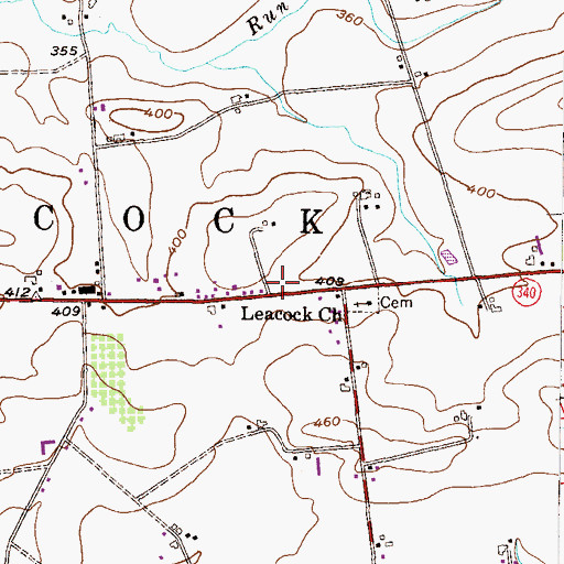 Topographic Map of Leacock Church, PA