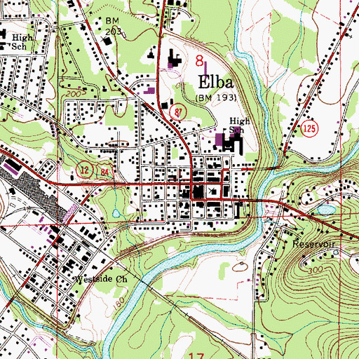 Topographic Map of Elba, AL
