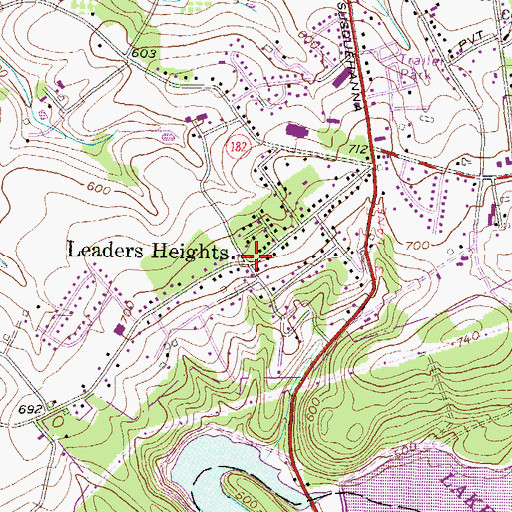 Topographic Map of Leaders Heights, PA