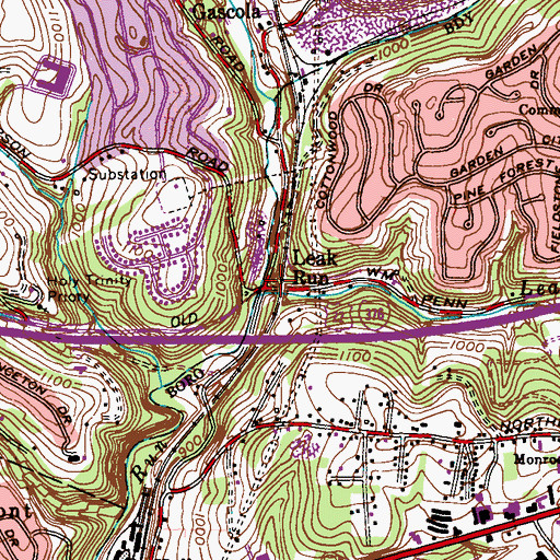 Topographic Map of Leak Run, PA