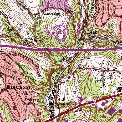 Topographic Map of Leak Run, PA