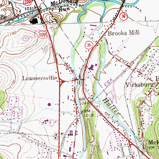 Topographic Map of Leamersville, PA