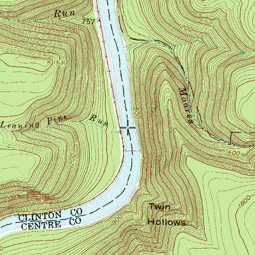 Topographic Map of Leaning Pine Run, PA