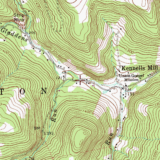 Topographic Map of Leapley Run, PA