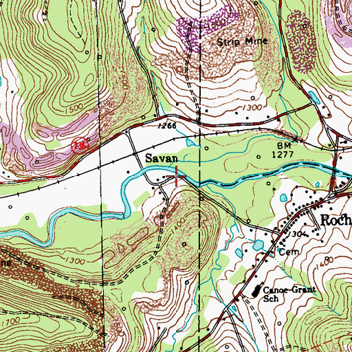 Topographic Map of Leasure Run, PA