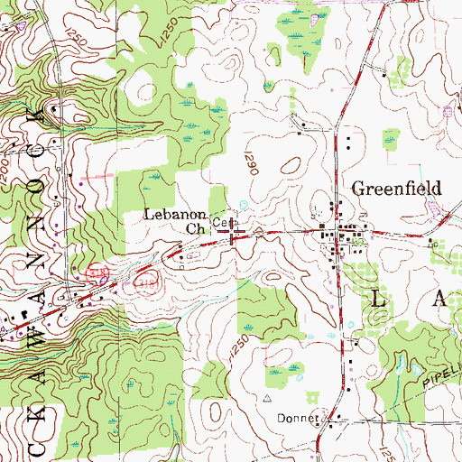 Topographic Map of Lebanon Church, PA