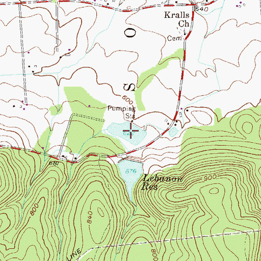 Topographic Map of Lebanon Reservoir, PA