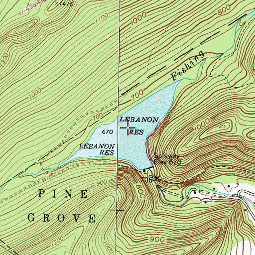 Topographic Map of Lebanon Reservoir, PA