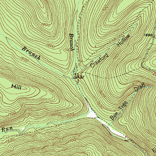 Topographic Map of Lebo Branch, PA