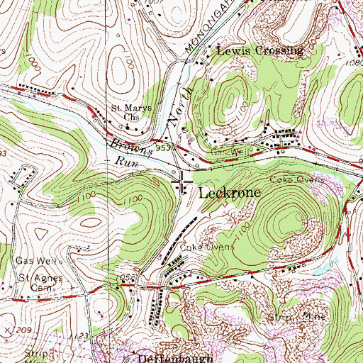 Topographic Map of Leckrone, PA