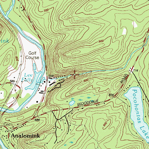 Topographic Map of Lee Falls, PA