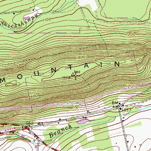 Topographic Map of Lee Mountain, PA