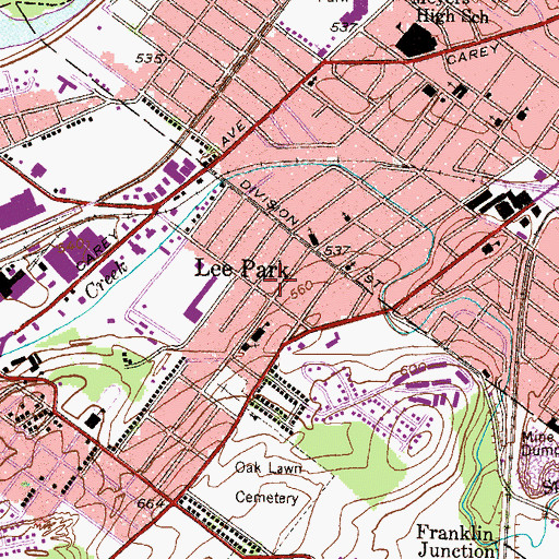 Topographic Map of Lee Park, PA