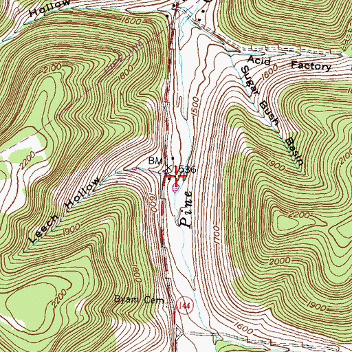 Topographic Map of Leech Hollow, PA