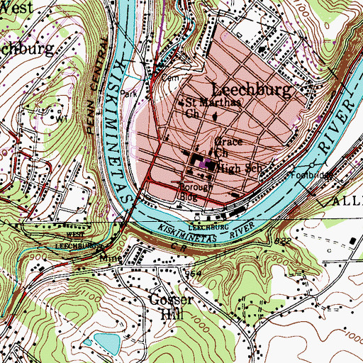 Topographic Map of Leechburg, PA