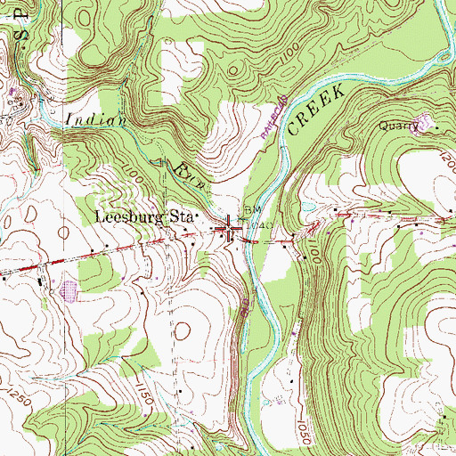 Topographic Map of Leesburg Station, PA