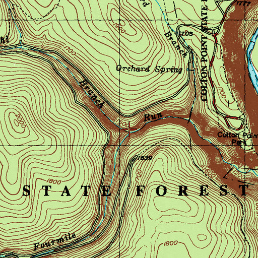Topographic Map of Left Branch Fourmile Run, PA