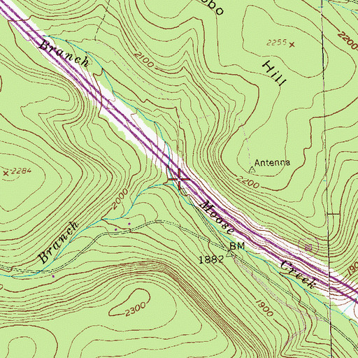 Topographic Map of Left Branch Moose Creek, PA