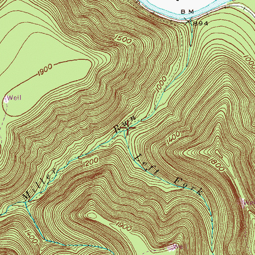 Topographic Map of Left Fork Miller Run, PA