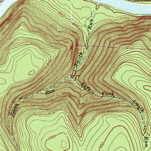 Topographic Map of Left Fork Smith Run, PA