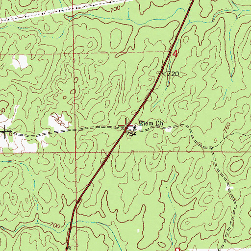 Topographic Map of Elem Church, AL
