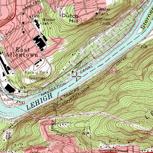Topographic Map of Lehigh Coal and Navigation Canal (historical), PA