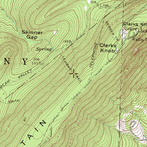Topographic Map of Lehman Trail, PA