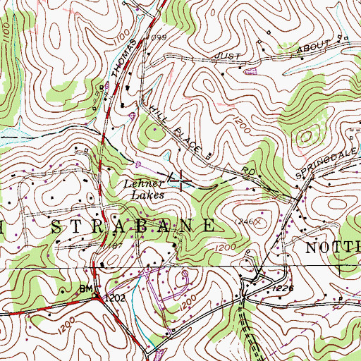 Topographic Map of Lehner Lakes, PA