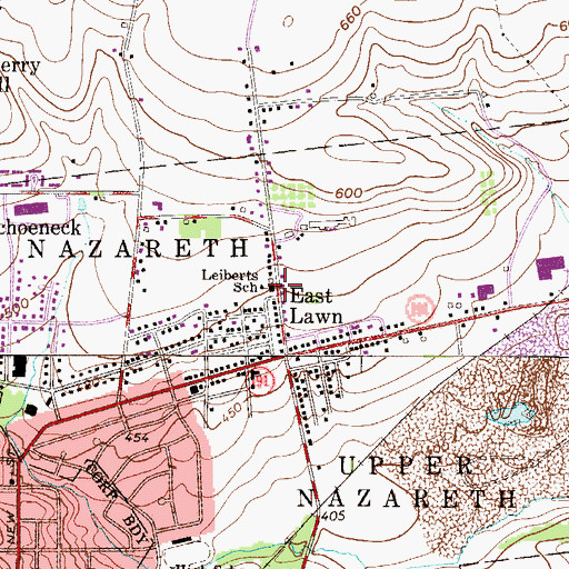 Topographic Map of Leiberts School, PA