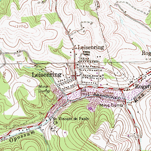 Topographic Map of Leisenring, PA